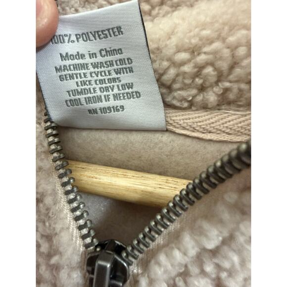 Buc-ee’s Women’s Large Sherpa Fleece Pullover Beige Pink Leopard Black Half Zip - Picture 8 of 8